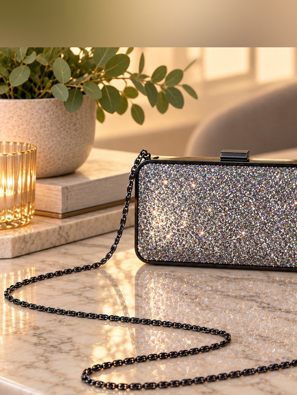 NWT!!  Le Château (60$) | Iridescent Glitter Evening Clutch Crossbody Bag